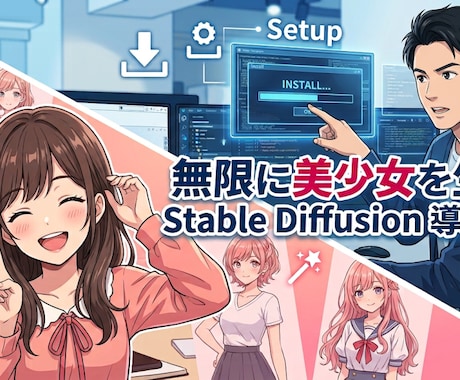 StableDiffusionの導入支援します 無限に美少女を生成！Stable Diffusion導入支援 イメージ1