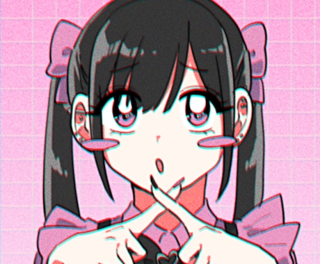 レトロで可愛い地雷系アイコン描きます レトロ調の可愛い絵柄で地雷系の女の子を描かせて頂きます。 イメージ1