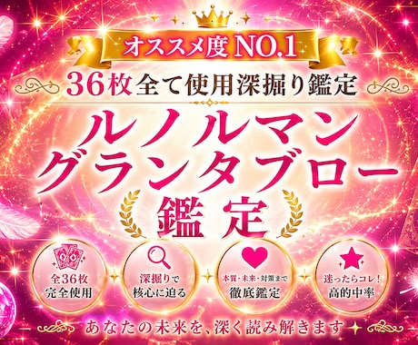 ルノルマンカード  グランタブローで占います 36枚全て使用！　特に恋愛・不倫関係に向いています イメージ1