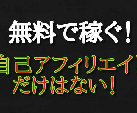 自己アフィリエイト以外で稼いだ方法教えます 無料で稼ぐ方法は自己アフィリエイトだけではない！ イメージ1