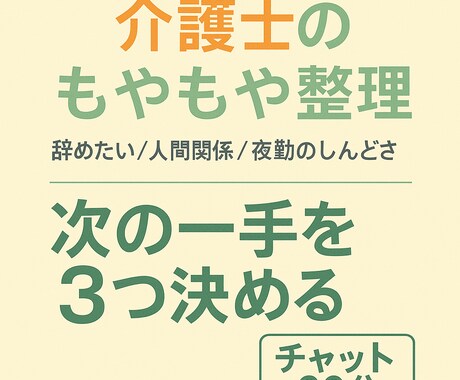 介護士向け　もやもや整理チャット相談受付ます もやもやを整理しながら次の一手３つを一緒に考えます。 イメージ1