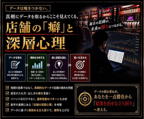 ジャグラー専門｜ホールデータ分析・狙い台攻略します イメージ1