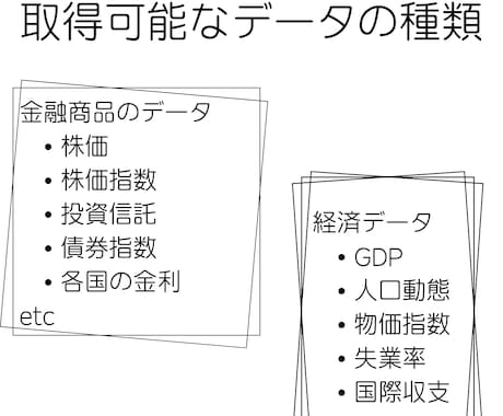株価・経済指標等のデータ取得します クオリティ重視の方におすすめ! イメージ2