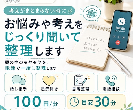 お悩みや考えをじっくり聞いて整理します 頭の中のモヤモヤを一緒に整理します イメージ1