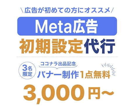 Meta広告初期設定・セールスポイント整理をします 【ココナラ出品キャンペーン】3名様限定 バナー制作1本無料！ イメージ1