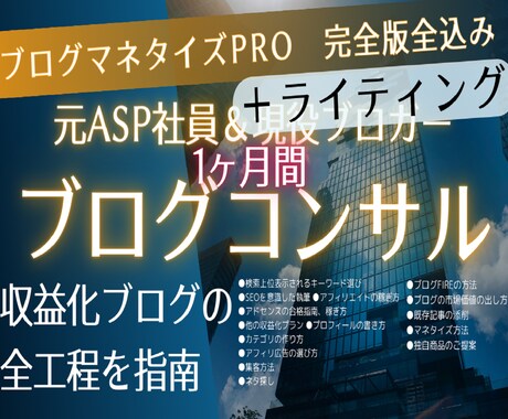プロが30日間徹底コンサルで収益化ブログにします 私の全てを全力投入してアフィリエイト＆広告で収益化させます イメージ1