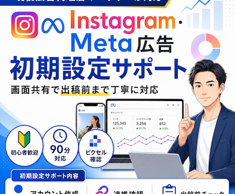 インスタ・Meta広告の初期設定を支援します 90分画面共有｜広告アカウント・ピクセル・出稿前確認 イメージ1
