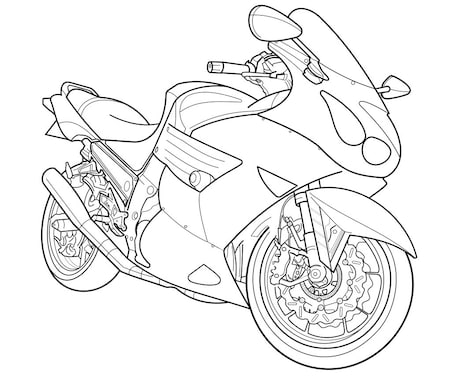 愛車の旧車バイクをモノクロ線画イラストにします イメージ1