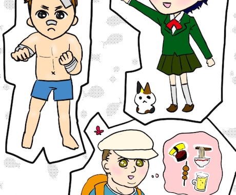レトロ少女漫画風♪　ぷにカワイイ♪　４コマ描きます 絵柄は２種類！　商用、個人サイト、SNS用にどうぞ♪♪ イメージ2