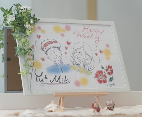 おもわず笑顔になる「ウェルカムボード」作成します 特徴あるおふたりの似顔絵がなんともいえず「ほのぼの」 イメージ1