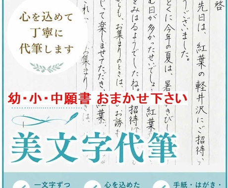 手紙ハガキ/願書/履歴書の代筆・文章作成いたします ✍️✍️✍️文章をすぐにご提案 ◆ 女性の美しい手書きで代筆 イメージ1