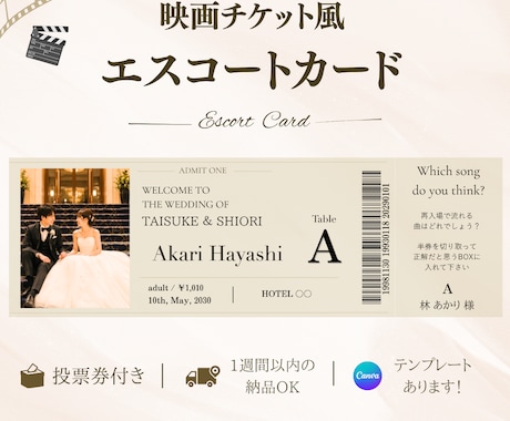 投票券付き映画チケット風エスコートカード作成します イメージ1