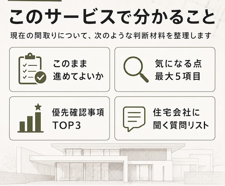 注文住宅の間取り不安を一級建築士がミニ診断します 打合せ前に気になる点を文章で整理します イメージ2