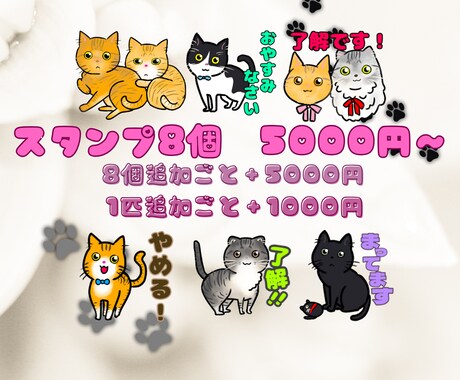 愛猫ちゃんの似顔絵LINEスタンプ作成します 4/15まで期間限定価格！８個3000円〜 イメージ2