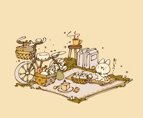 ほのぼの系やわらかいタッチでイラストを描きます 笑顔になるような温かい雰囲気にキャラクターの日常を描きます イメージ1