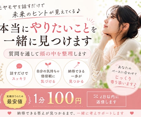 本当にやりたいことを一緒に見つけます 質問を通して頭の中を整理します イメージ1