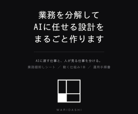 業務を分解してAIに任せる設計を作ります ツールを入れる前に、業務の線引きから設計します イメージ1