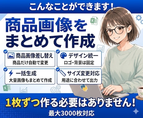商品画像をまとめて作成！作業時間を削減します イメージ1