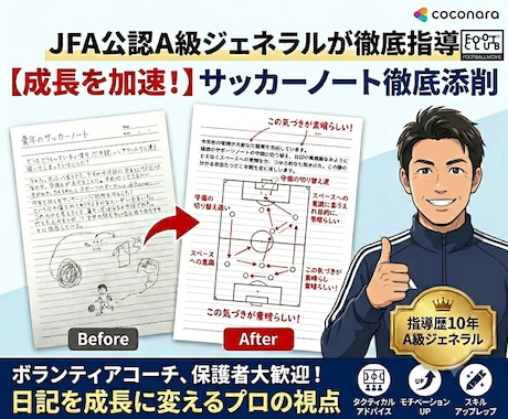 日記で終わらせない！ノートの書き方教えます JFA公認A級コーチが実際に意味のあるフィードバック イメージ1