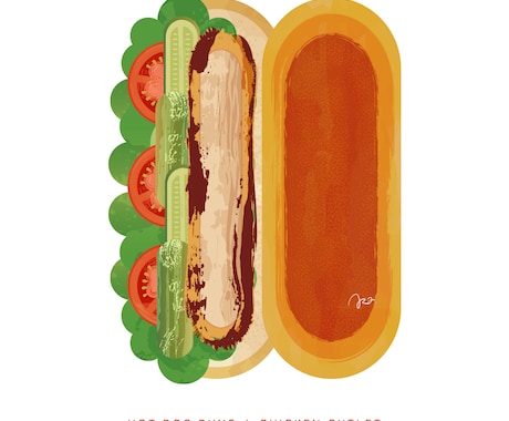 モダンでお洒落な目を惹く食べ物イラスト描きます 幅広い媒体に◎貴方の美味しいを特別なカタチにします！ イメージ2