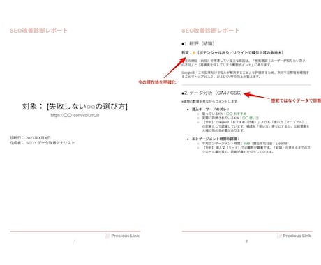 Webの「伸びない原因」を特定し改善策を提案します 「記事を書いても順位が上がらない」その悩みデータと論理で解決 イメージ2