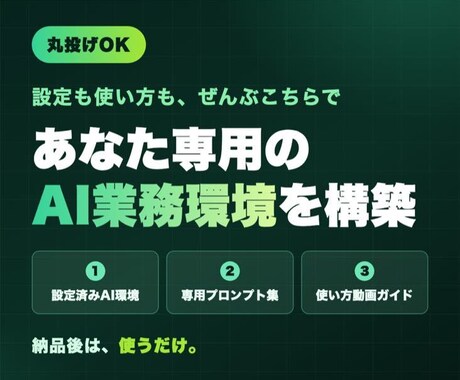 あなた専用のAI業務環境を丸ごと構築します 丸投げOK｜設定+プロンプト集+動画ガイド一式納品 イメージ1