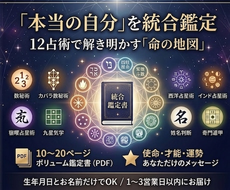先着4名・モニター価格！　12占術統合で占います 「自分らしく生きたい」あなたへ贈る、12の叡智からの答え イメージ1
