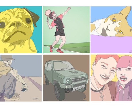 へんてこカラーイラスト描きます 人、ペット、車eat...あなたの「好き」をイラストに！ イメージ2