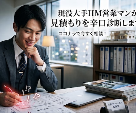 現役大手HM営業マンが見積りを辛口診断します 宅建・FP2級・住宅ローンアドバイザー資格保有 イメージ1