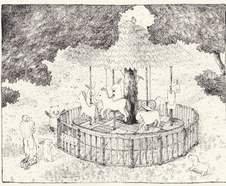 絵本作家が描くペン画イラスト30×30cm作ります 原画を飾ったり。会社案内やポスター、広告に存在感を与えます。 イメージ1