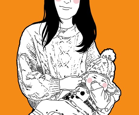 最短即日納品！シンプルな白黒似顔絵描きます 全身OK！写真を元に作成いたします！ イメージ2