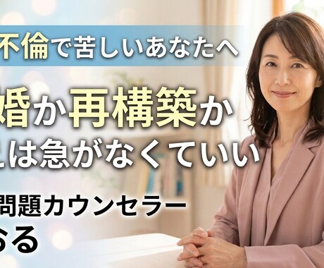夫の不倫で苦しい妻へ｜再構築・離婚の迷い整理します 答えを急がなくて大丈夫｜一人で抱えないで イメージ1
