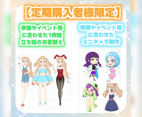 魅力的なイラスト描きます 立ち絵、ミニキャラ、Live2Dモデル、サムネetc… イメージ2