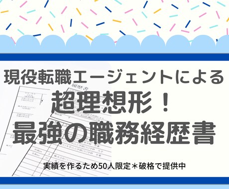 超理想形！最強の職務経歴書を０から作ります 実績を作るため破格で提供中＊限定30人＊質には自信があります イメージ1