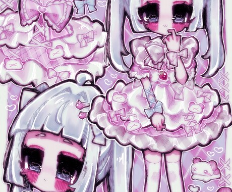 キャラクターデザイン、コテキャシートなどを描きます フリフリ、ロリータ、地雷系量産型、女の子のデザインなど イメージ1