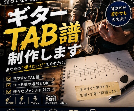 耳コピでギターTAB譜作成いたします イメージ1