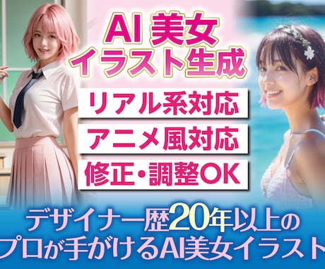 広告デザイナーのプロが作る AI美女画像代行します リアル系・アニメ風対応｜修正迅速｜デザイナー歴20年以上 イメージ1
