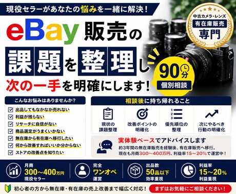 eBay有在庫販売の悩みを解決します 現役有在庫セラーが1時間であなたの改善点を一緒に見つけます イメージ1