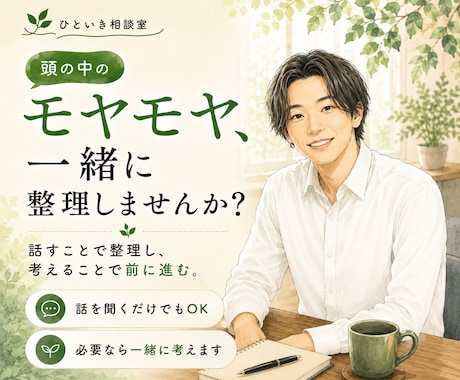 モヤモヤを整理して、前へ進むお手伝いをします ★話すことで、見える景色が変わることがあります。 イメージ1