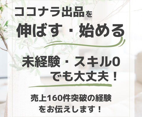 ココナラ出品を伸ばす・始めるアドバイスをします スキル０から売上160件突破した経験を活かしてアドバイス！ イメージ1