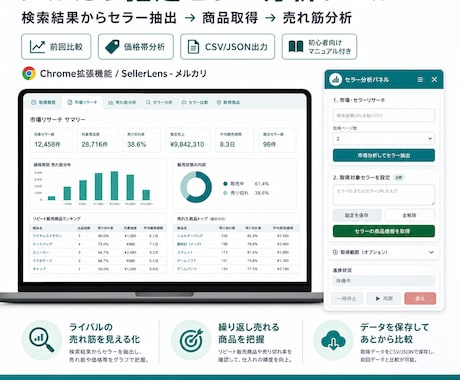 メルカリの指定セラーをまとめて分析できます イメージ1