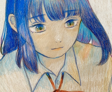 雰囲気のある女の子のアナログイラストお描きします 色鉛筆でリアルなタッチのアナログイラストお描きします！ イメージ1
