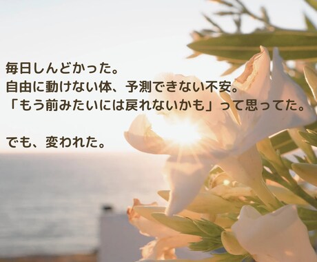 パニック障害を体から整える方法をお伝えします 9年苦しんだ私が実践パニック障害を体から整えるセルフメソッド イメージ2