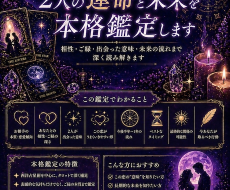 西洋占星術×タロット未来と運命を本確鑑定します 相性・ご縁・出会った意味・未来の流れまで深く読み解きます。 イメージ1