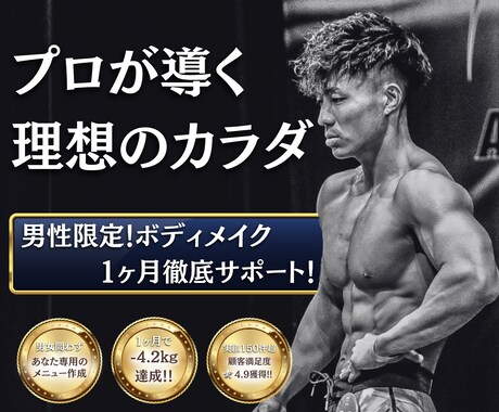 男性限定！ボディメイク1ヶ月間徹底サポートします 情報過多でも迷わない。プロが教えるボディメイクの最短ルート イメージ1