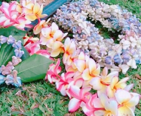 ハワイアン直伝のハワイアンレイを生花でお作りします ウエディングのリングドッグ、新婦様お揃いのレイいかがですか イメージ1