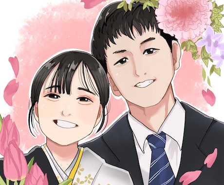 家族と！恋人と！ペットと！似顔絵描きます ご要望に合わせて雰囲気や装飾も描けます！記念日やお祝いにも！ イメージ1