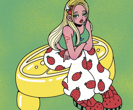 ポップでカラフル！目を引く海外風ガール描きます ちょっとストリート♡アイコンやグッズにいかがでしょうか♡ イメージ1
