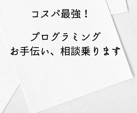 プログラミングお手伝い、相談乗ります 低コスト、高クオリティのサービスを提供します！ イメージ1