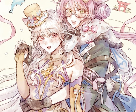 アナログ風で、きらきら艶感のあるイラストを描きます ご要望に合わせて作成します 1枚絵やアイコン・動画サムネに◎ イメージ1